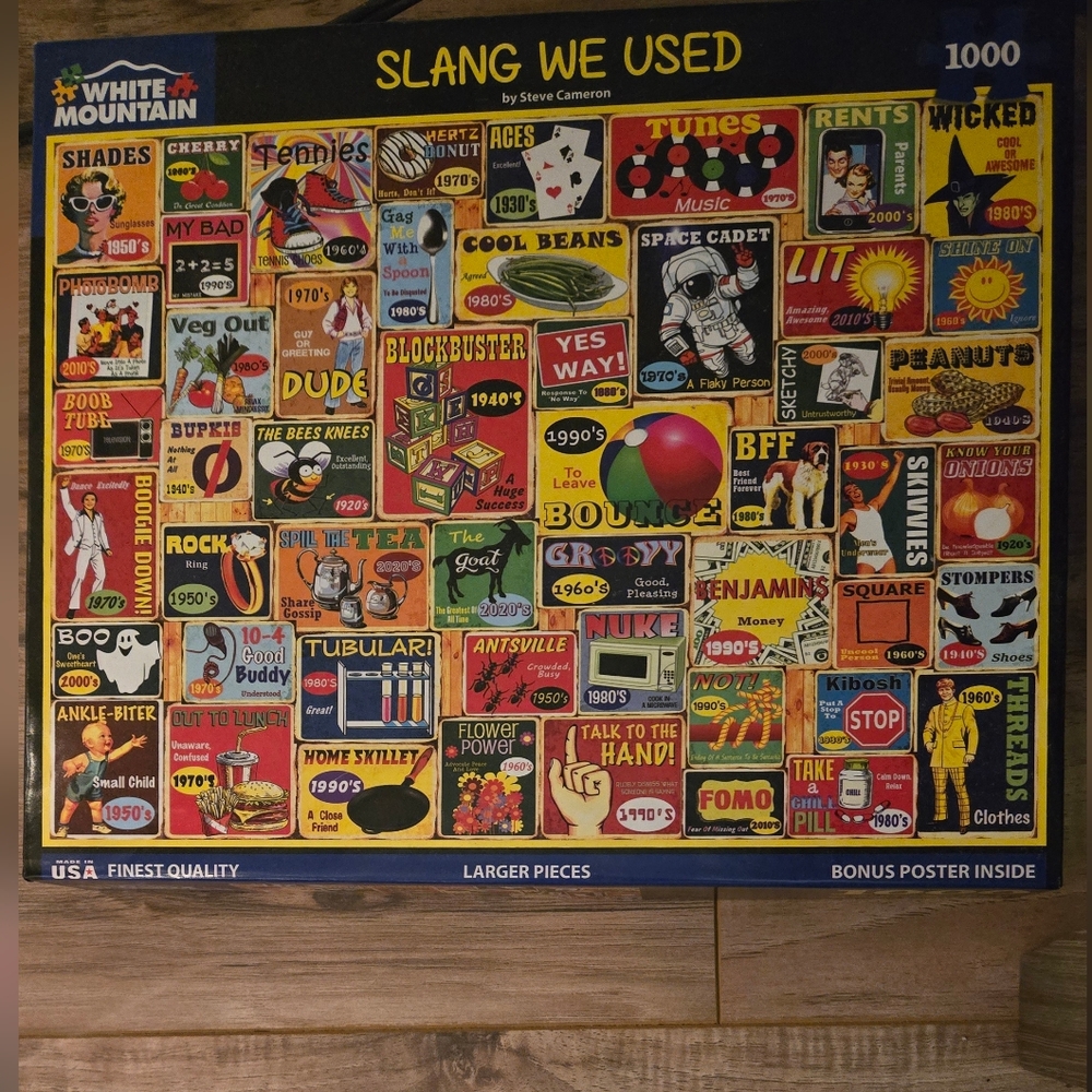 White Mountain 'Slang We Used' Puzzle - Colorful Retro Design